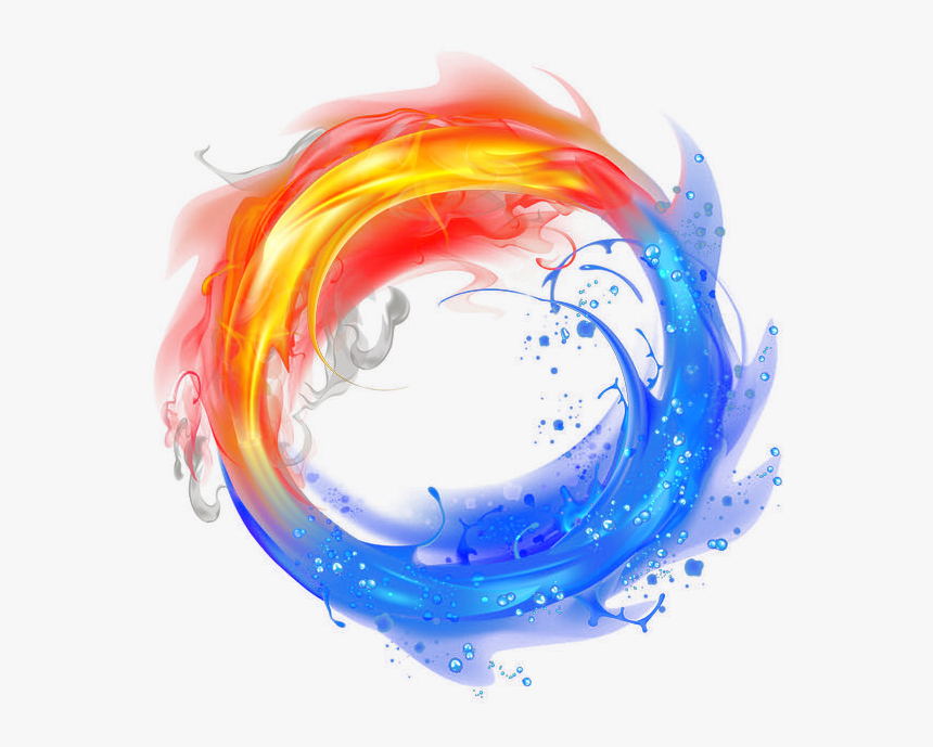 Fire Water Smoke Firecracker Clipart Ice Lighting Lumin - Fire And Water Circle, HD Png Download