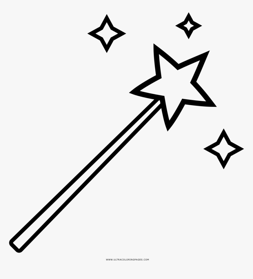 Wand Coloring Page - Varita Magica Para Colorear, HD Png Download