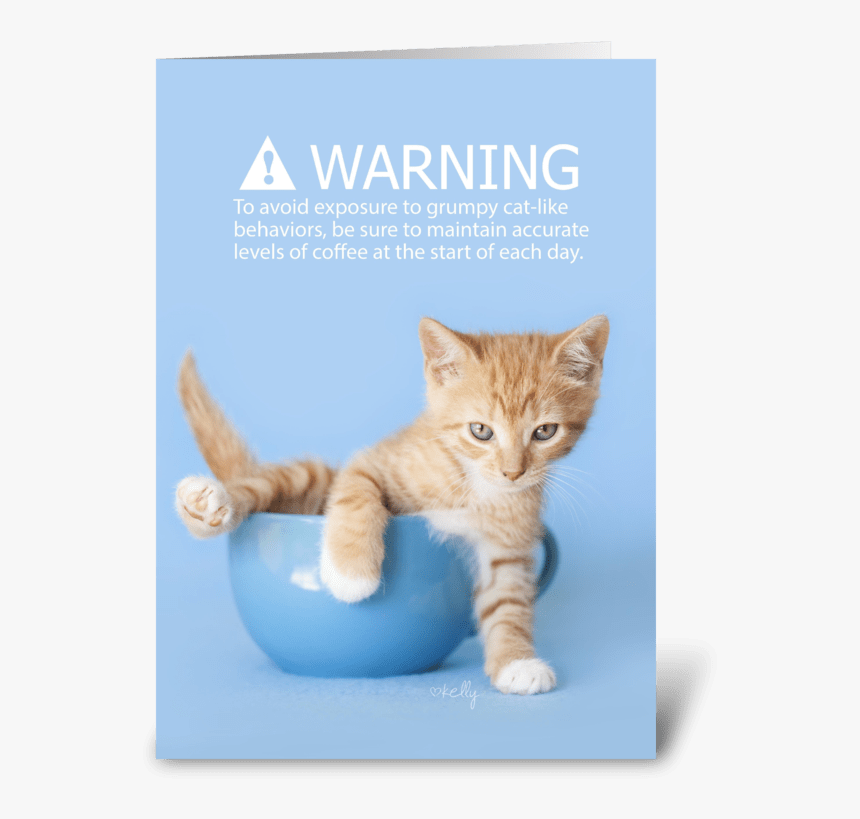 Grumpy Coffee Kitten Lol Greeting Card - Kitten, HD Png Download