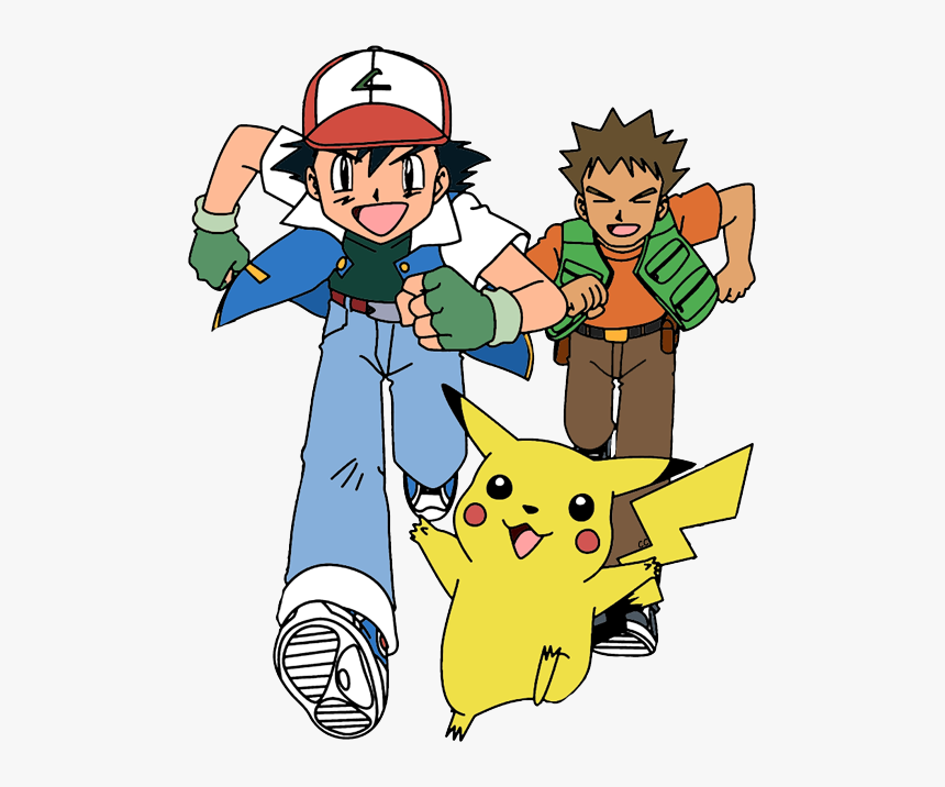 Brock Clipart - Ash Brock And Pikachu, HD Png Download