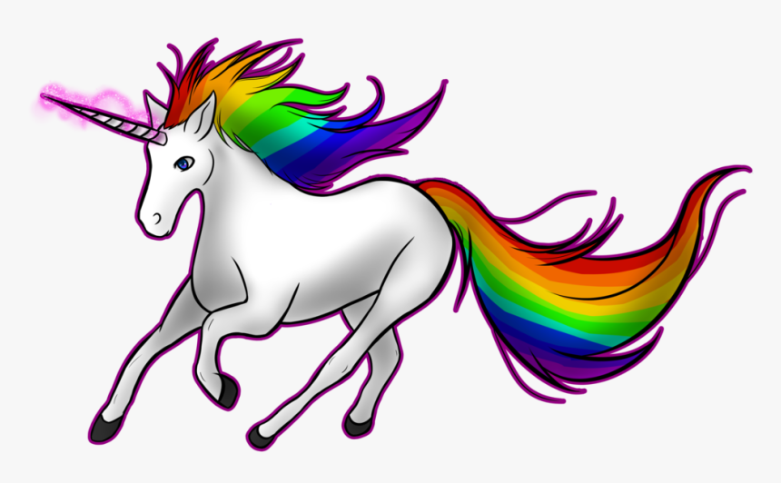 Unicorn Running On Rainbow, HD Png Download