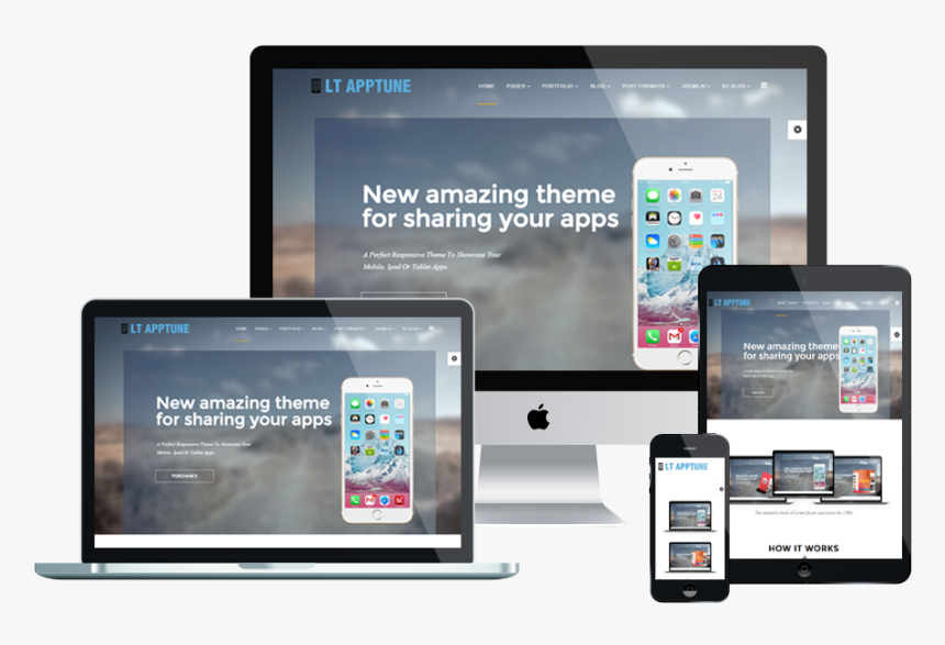 Lt Apptune Joomla Template Responsive - Website Design Template Png, Transparent Png