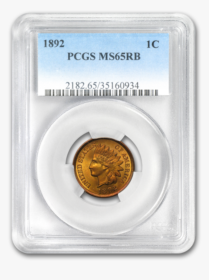1892 Indian Head Cent Ms-65 Pcgs - Cash, HD Png Download