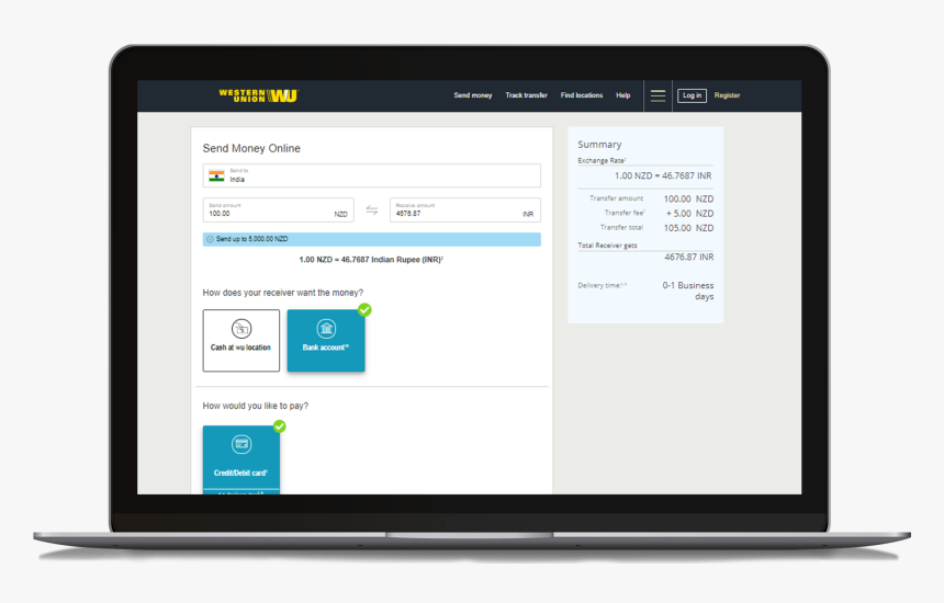 Open Laptop With Western Union Transaction Page - Send Money From Pakistan To Philippines, HD Png Download
