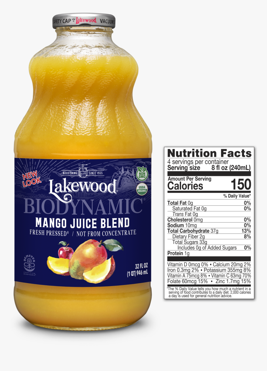 Lakewood Organic Mango Juice, HD Png Download