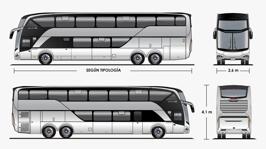 Busstar Dd S Layout - Marcopolo 1800 Dd Blueprint, HD Png Download