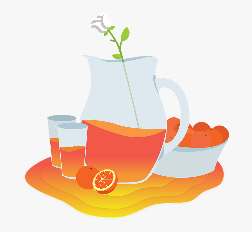 Orange, Oranges, Juice, Food, Mood, Glass, Roses, Fresh - Illustration, HD Png Download