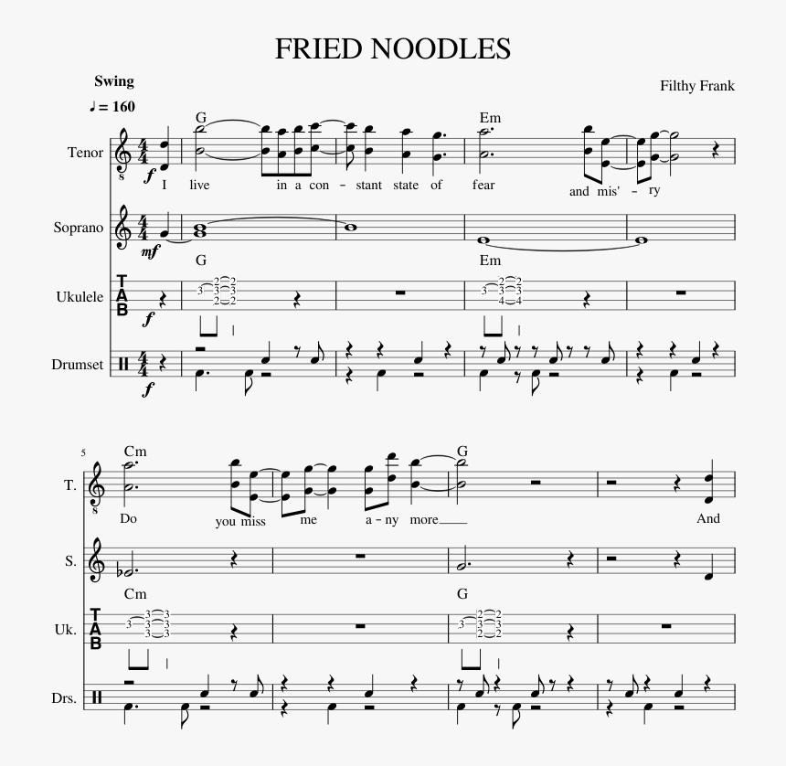 Fried Noodles Piano Sheet, HD Png Download , Transparent Png Image ...