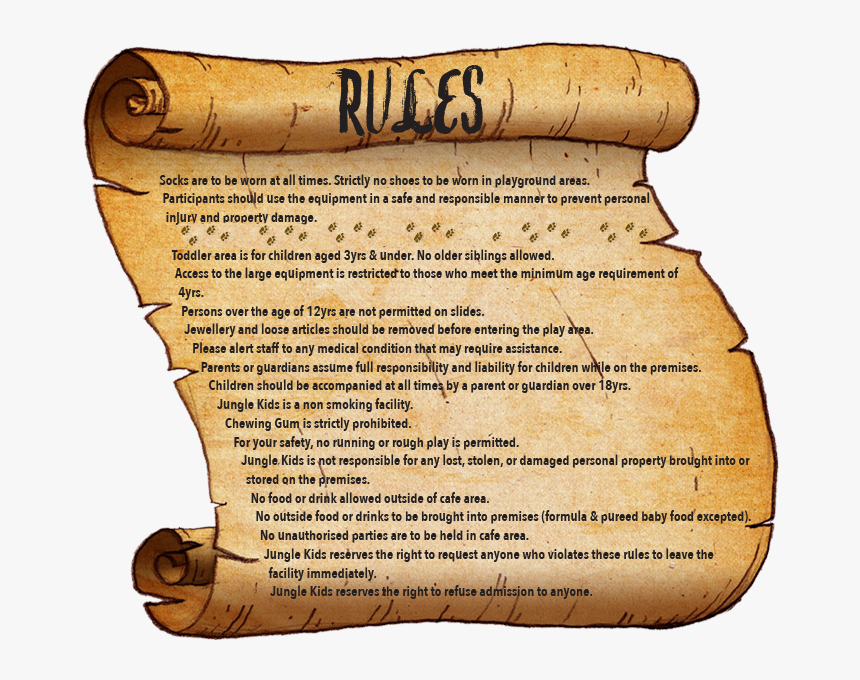 Jungle Kids Rules Png Black And White - Scroll Of Rules Png, Transparent Png