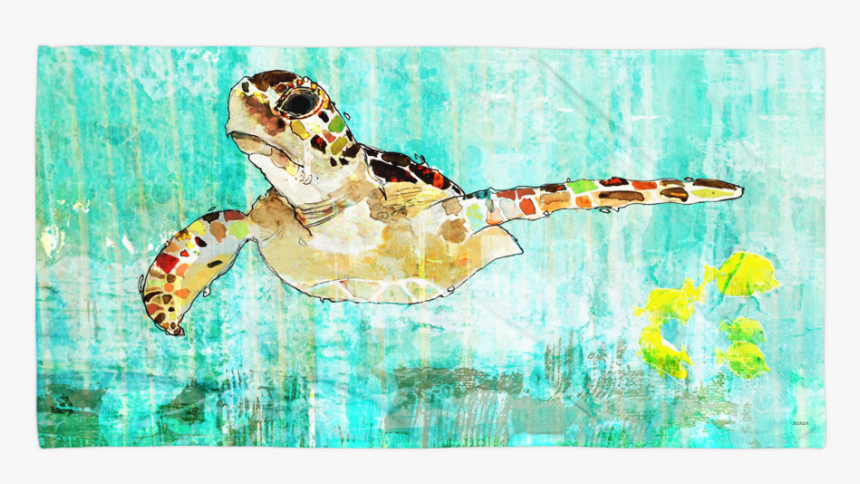Colorful Sea Turtle Towel Mockup Flat Flat White - Hawksbill Sea Turtle, HD Png Download