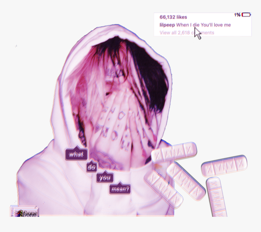 #lilpeep #gbc #vaporwave #xanax - Lil Peep Long Hair, HD Png Download
