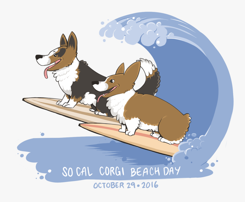Corgi Beach Day Cartoon, HD Png Download
