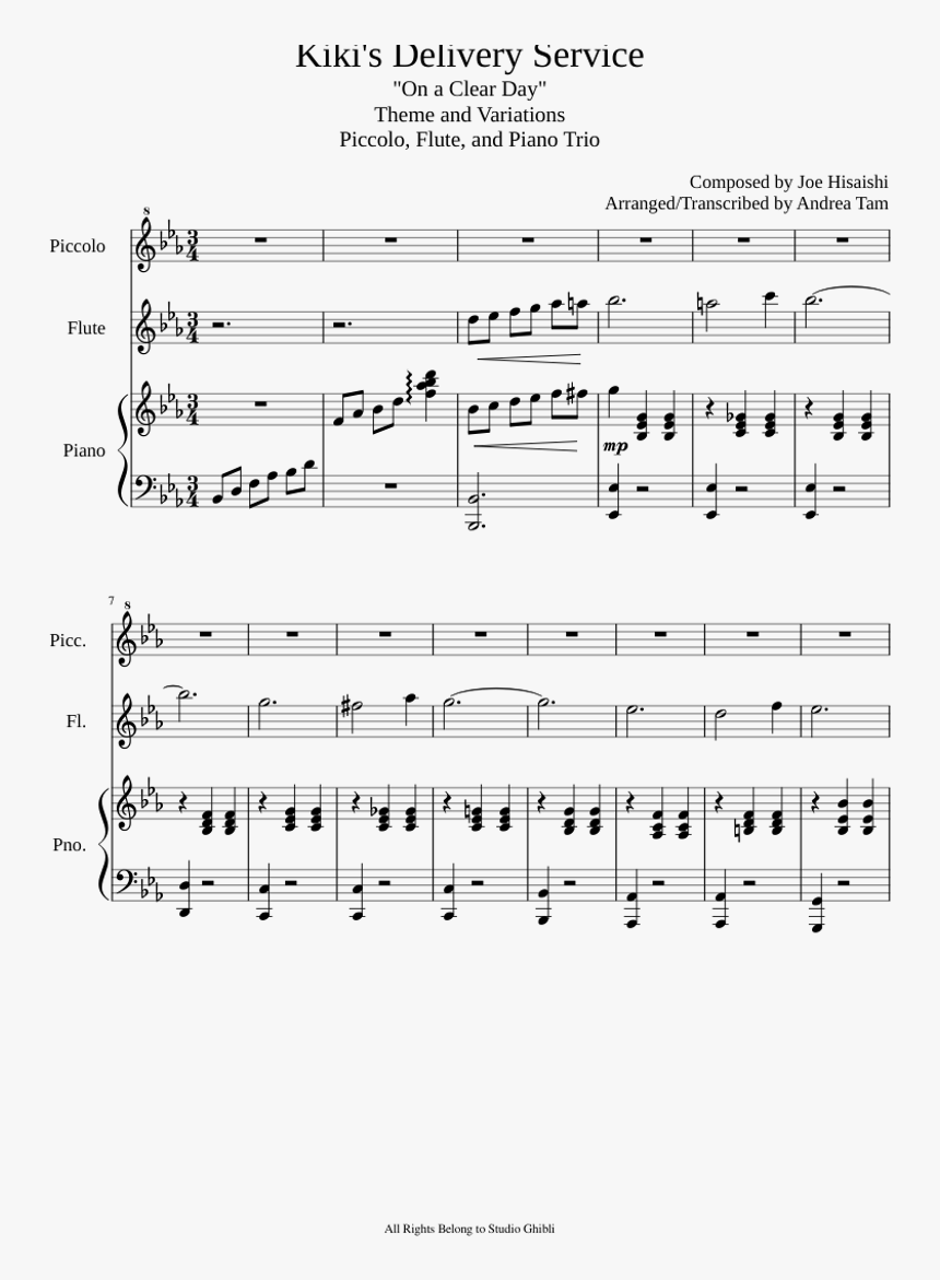 Kiki S Delivery Service For Piccolo, Flute, And Piano - Lord Is My Shepherd Score, HD Png Download