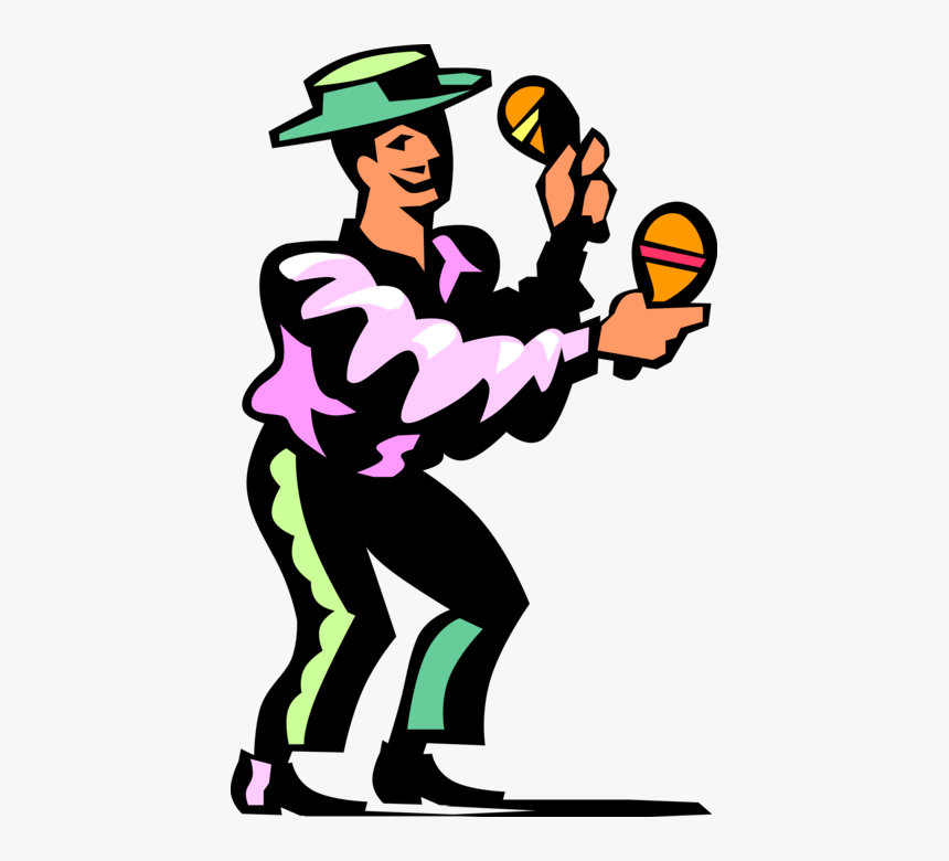 Vector Illustration Of Latin Musician Plays Music Maracas - Spanish Clip Art, HD Png Download
