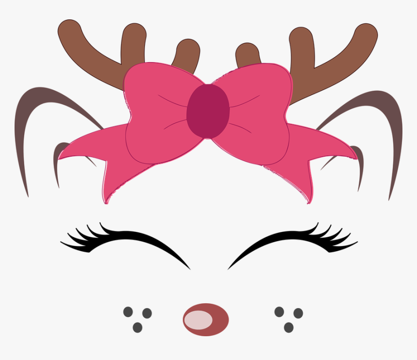 Reindeer, Face, Christmas, Antlers, Horn, Holiday - Christmas Reindeer Face Png, Transparent Png