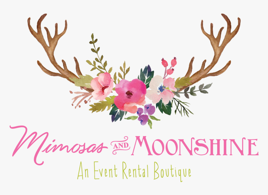 Deer Antlers And Flowers - Antlers With Flowers Clipart, HD Png Download