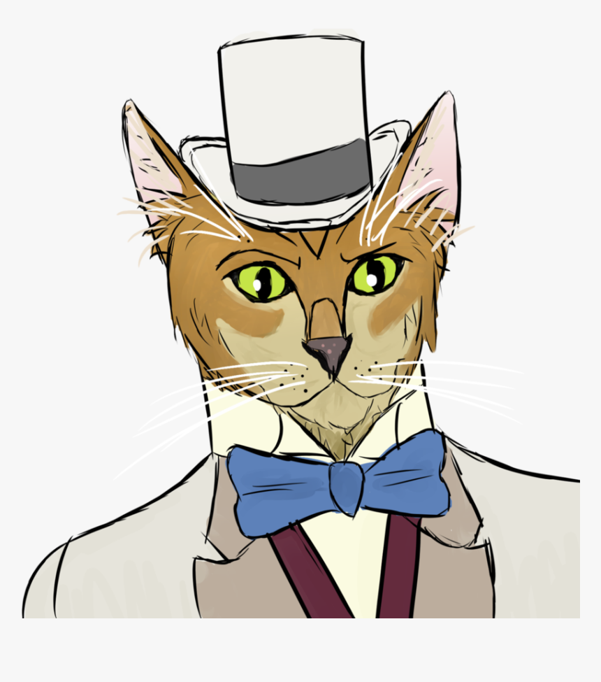 Tie Clipart Cat In Hat - Domestic Short-haired Cat, HD Png Download