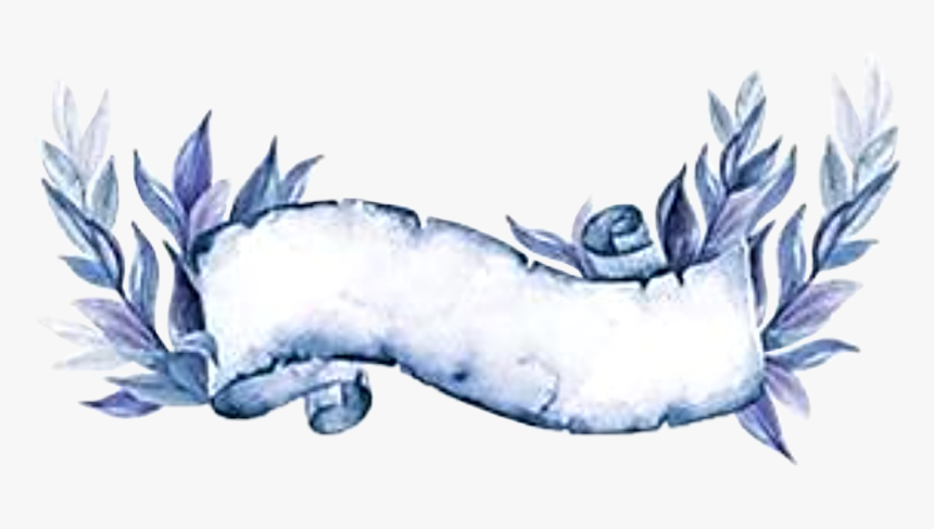 #watercolor #banner #ribbon #scroll #script #textbox - Watercolor Laurel Blue, HD Png Download