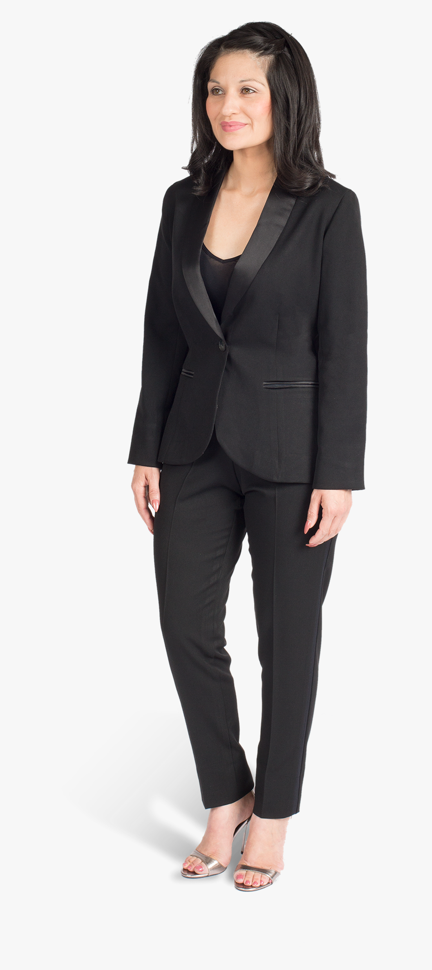 Women S Shawl Lapel Black Tuxedo - Women's Black Tuxedo, HD Png Download