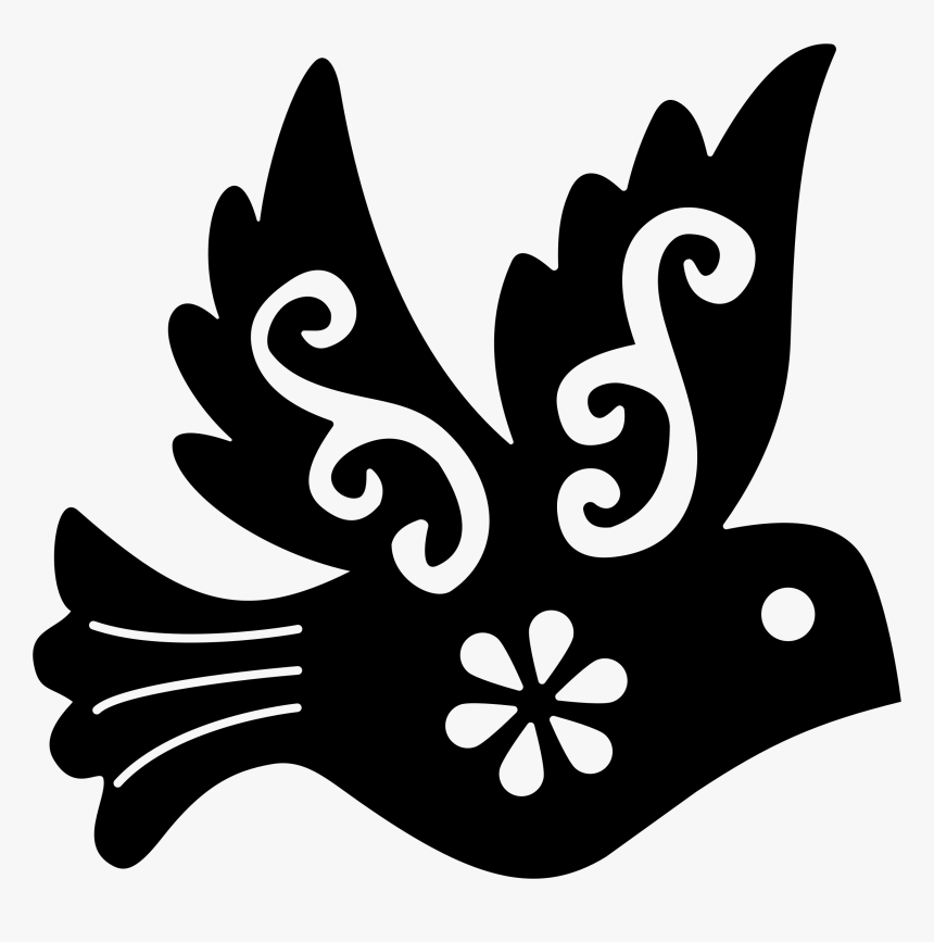 Ornamental Bird Silhouette Clip Arts - Silhouette Bird Clipart Black And White, HD Png Download