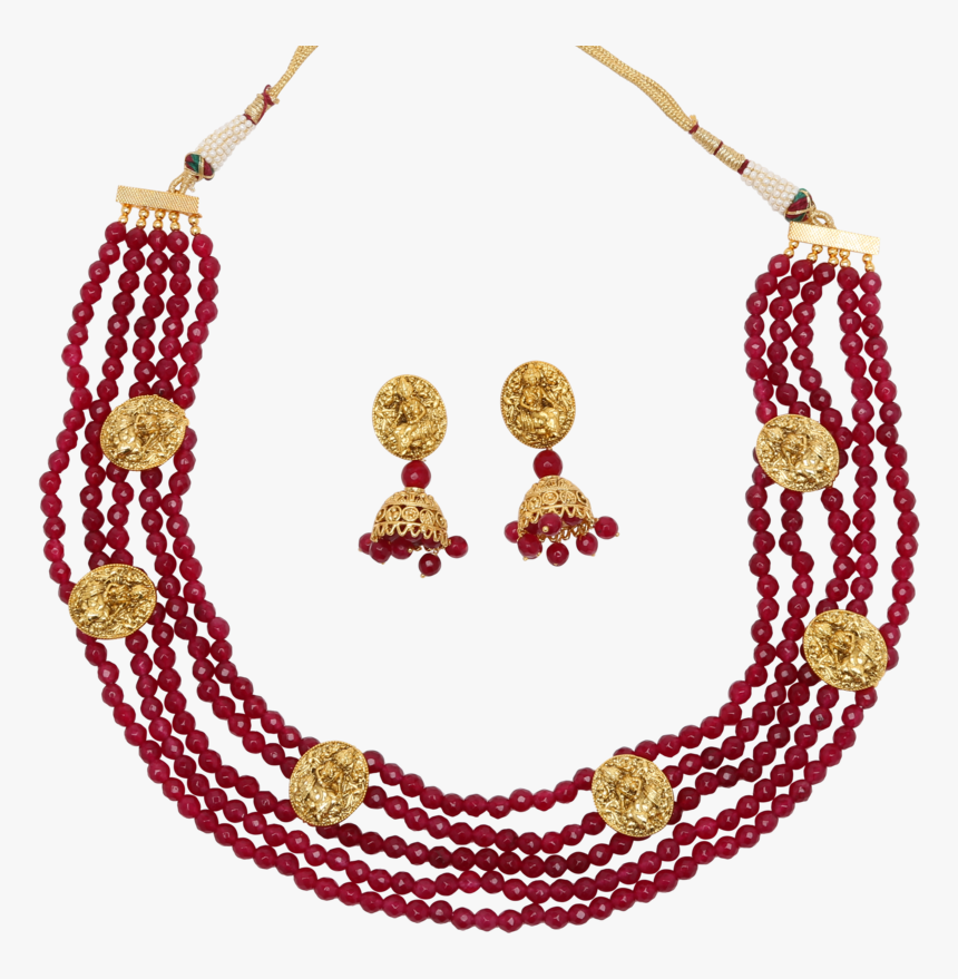 Laxmi Ruby Necklace Set - Necklace, HD Png Download