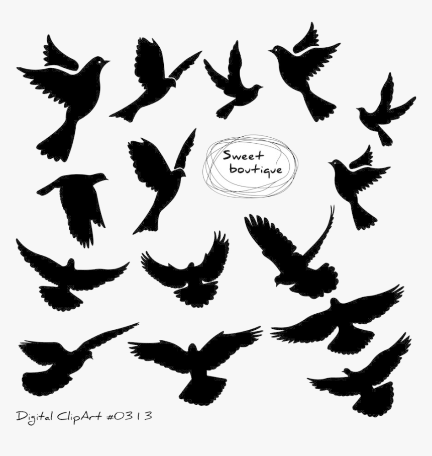 Bird Birds Silhouette Digital Clip Art Clipart Wedding - Bird Clipart, HD Png Download