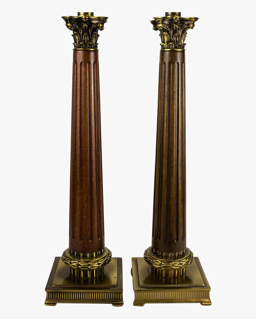 Wood Column Png - 1970s Art Deco Stiffel Revival Brass Accent Lamp, Transparent Png