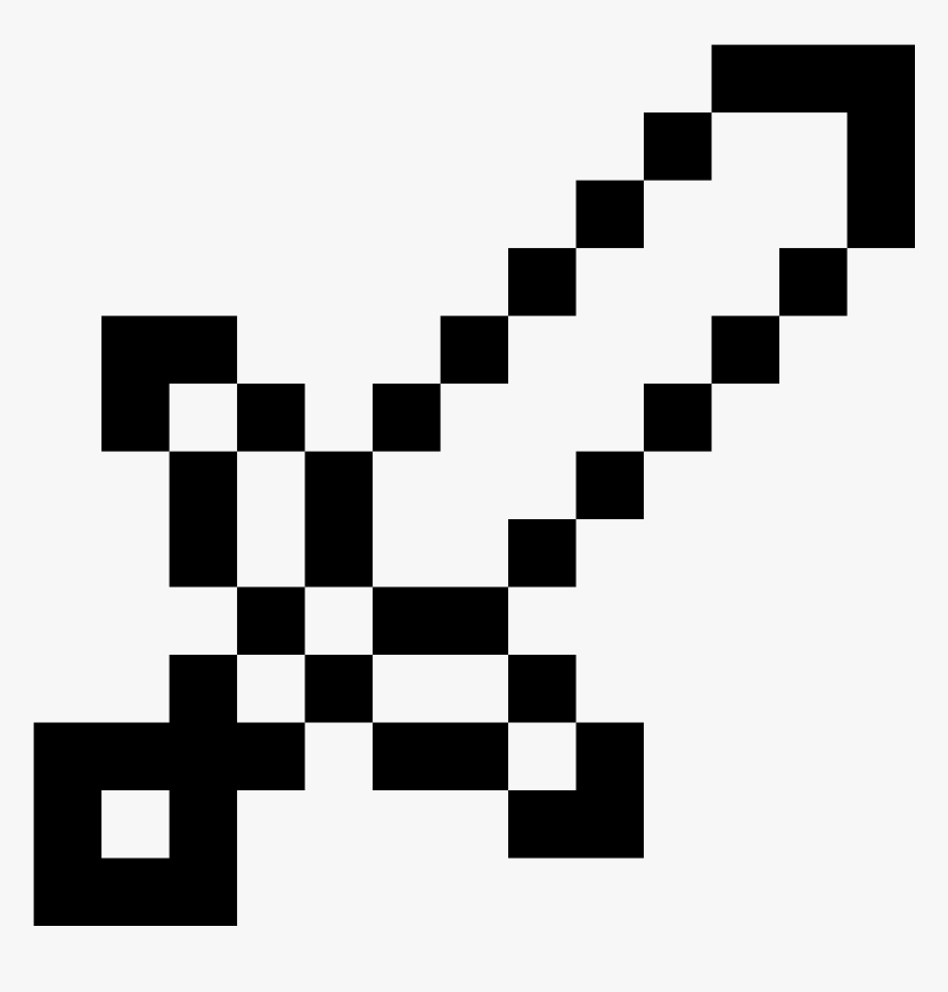 Minecraft Wall Decal Sticker Game Mines Transprent - Minecraft Sword Black And White, HD Png Download