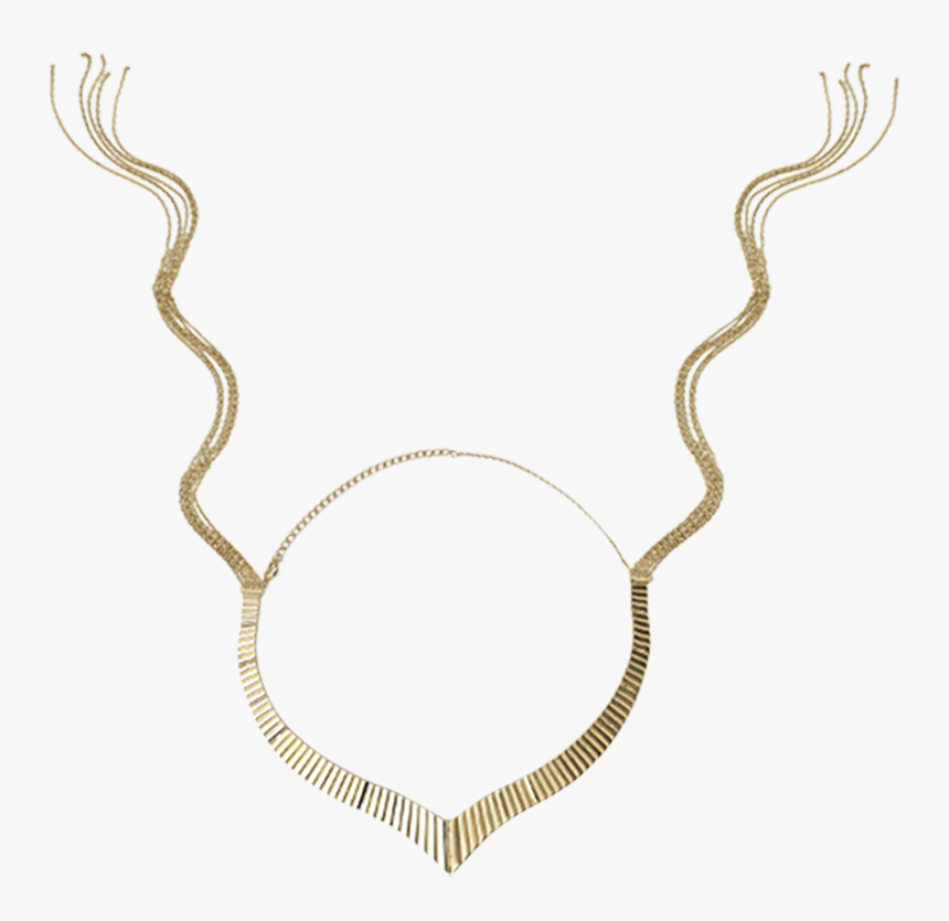 Ruched Gold Metal Collar With Chain Tassels On Each - Necklace, HD Png Download