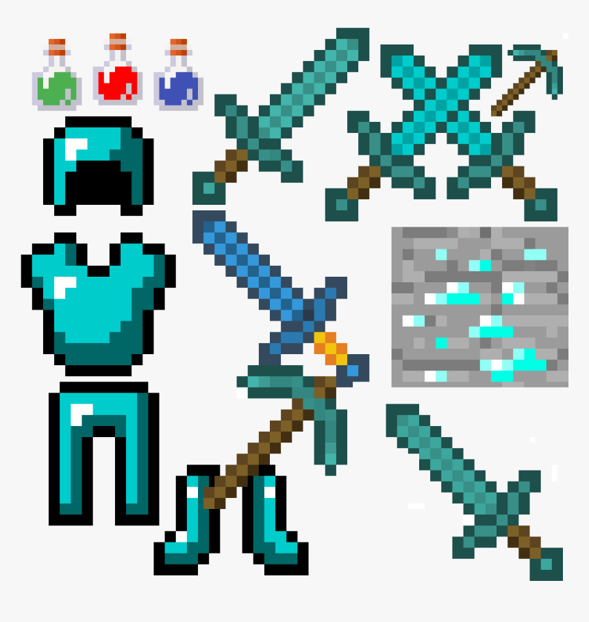 Minecraft Dimoind Swords Like Xs Pic Axe Sword Potion