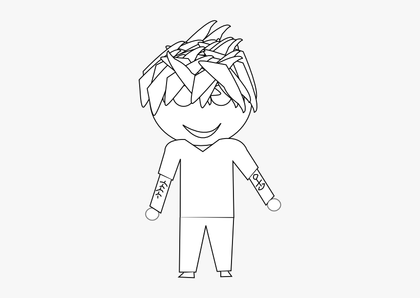 Anime Character Art 69 Black White Line Art 555px - Illustration, HD Png Download