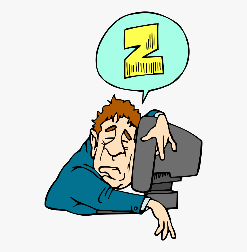 Sleeping Computer User - Sleeping At Computer Cartoon, HD Png Download