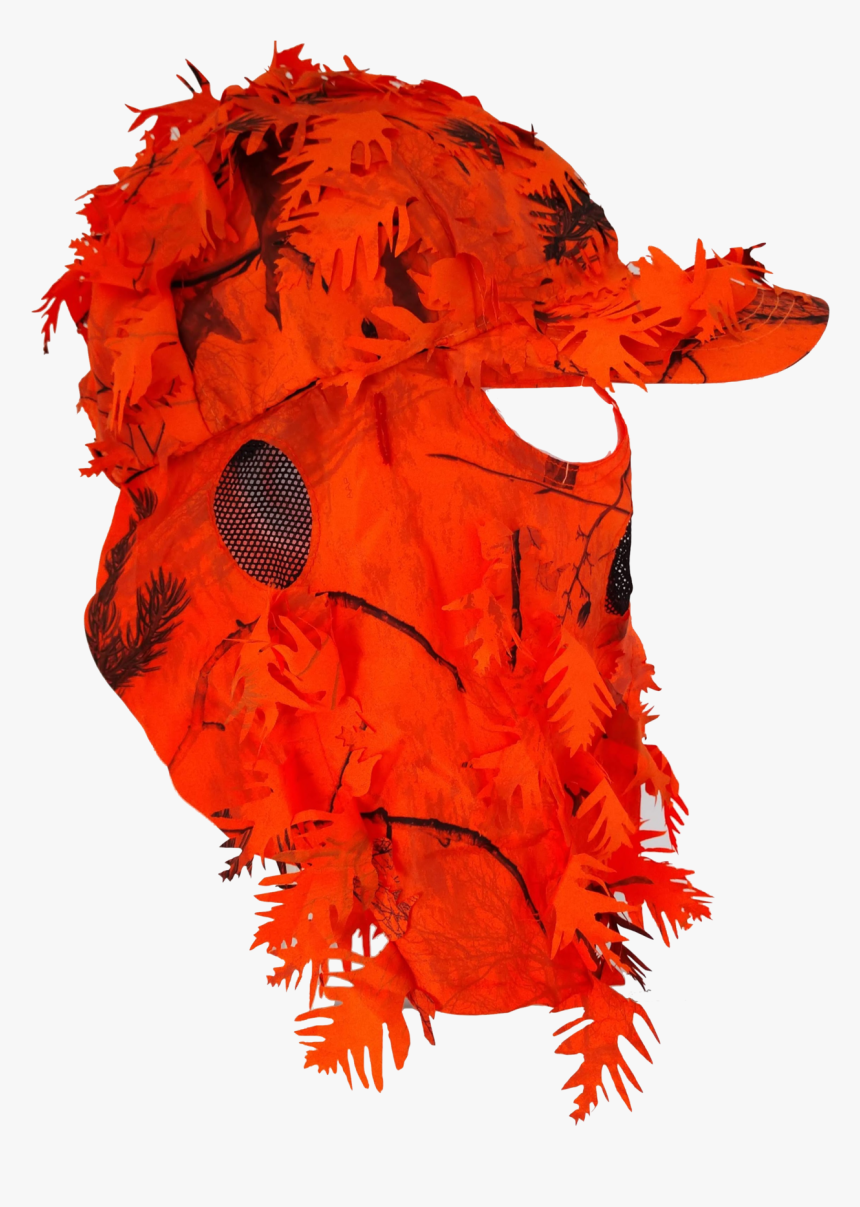 Blaze Orange Front Face Mask Cap Hat 3d Leafy For Safe - Illustration, HD Png Download