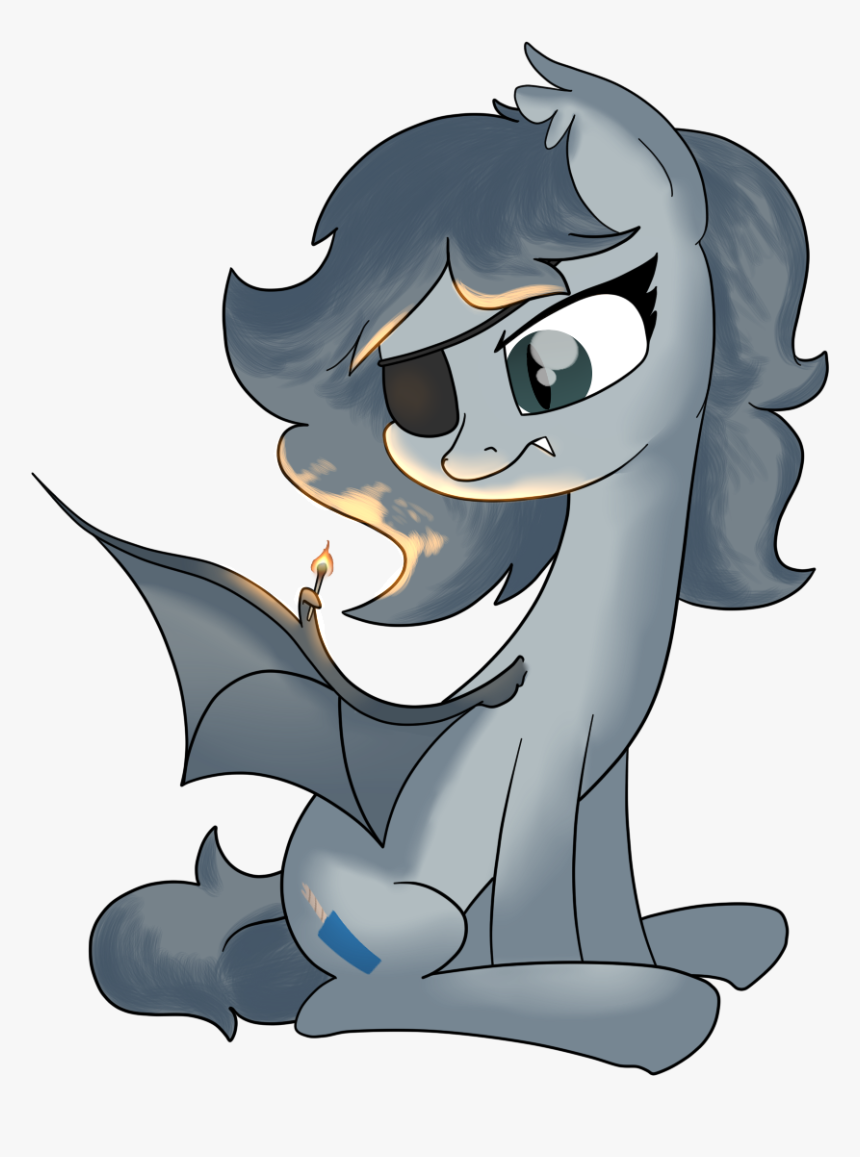 Moonatik, Bat Pony, Bat Pony Oc, Eyepatch, Fire, Match, - Mlp Base Bat Pony, HD Png Download