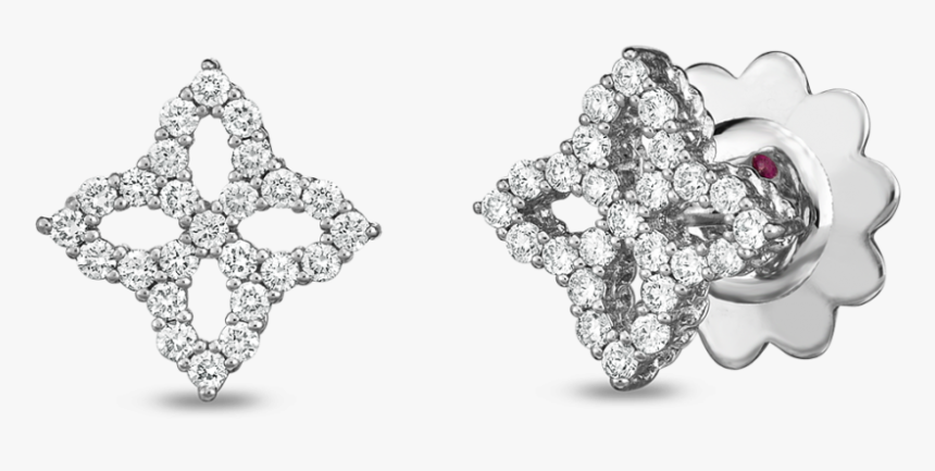 Roberto Coin 18kt Diamond Outline Small Flower Stud - Earring, HD Png Download