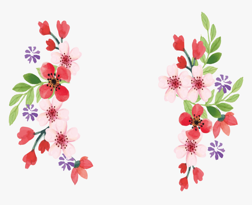 Pink Floral Border Png - Hand Drawn Floral Border, Transparent Png