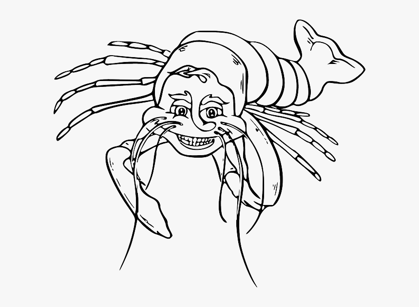 Lobster Outline Black Food Outline White Cartoon Laughing - Lobster Black And White Png, Transparent Png