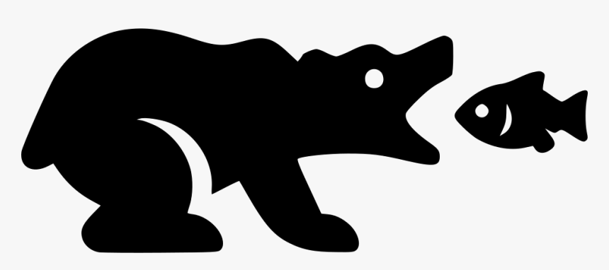 Grizzly Bear With Salmon - Bear And Salmon Outline, HD Png Download
