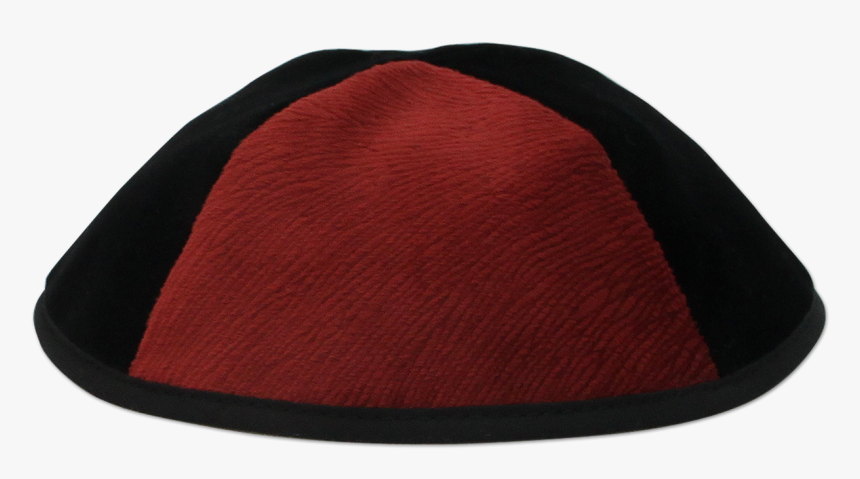 Black Velvet Kippah With Red Vider Triangalur - Beanie, HD Png Download