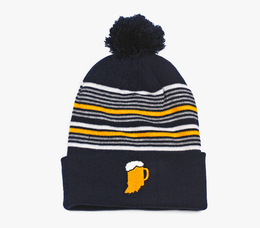 Drink Navy & Gold Stripe Pom Beanie 
 Data-large Image - Beanie, HD Png Download