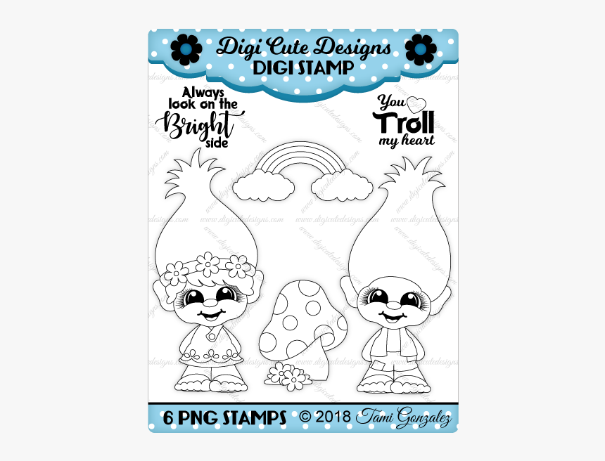 Troll Cuties Digi Stamp-trolls, Poppy, Branch, Mushroom, - Independence Day, HD Png Download