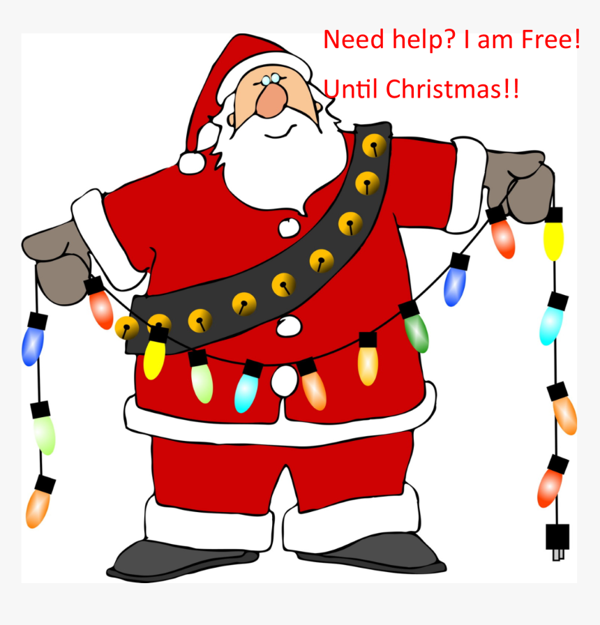 Cartoon Santa With Christmas Lights, HD Png Download