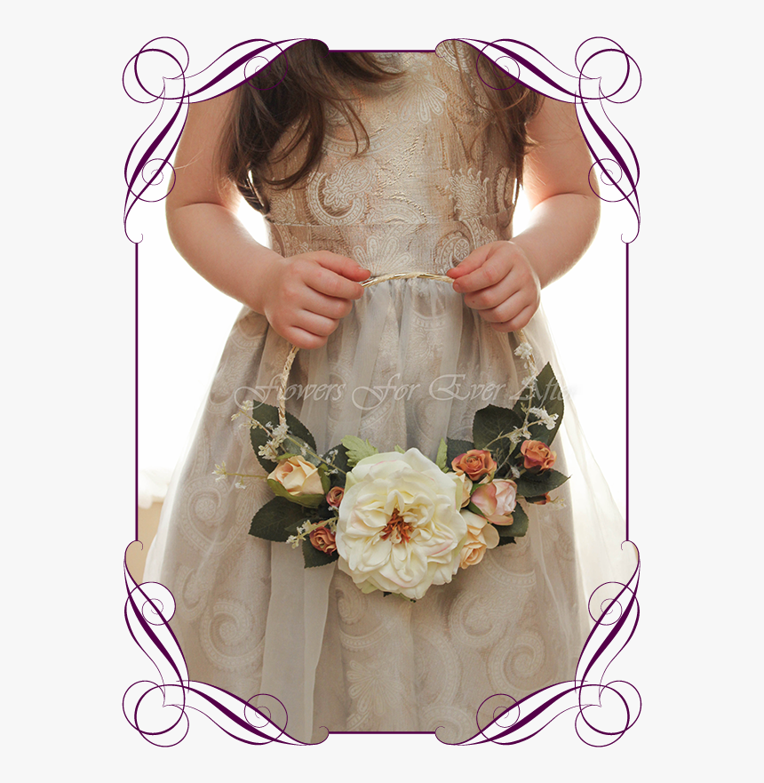 Artificial Faux Bridal Flower Girl Held Floral Loop Small White
