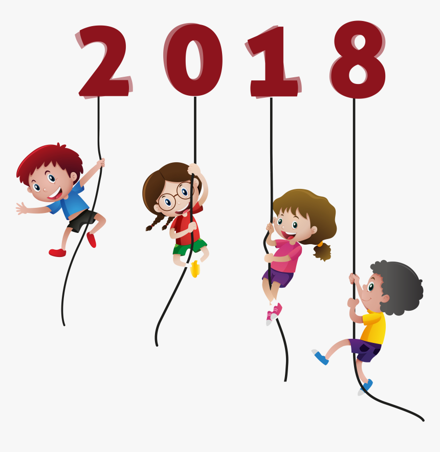 Happy New Year 2018 Kids Funny - Child Climbing Transparent, HD Png Download