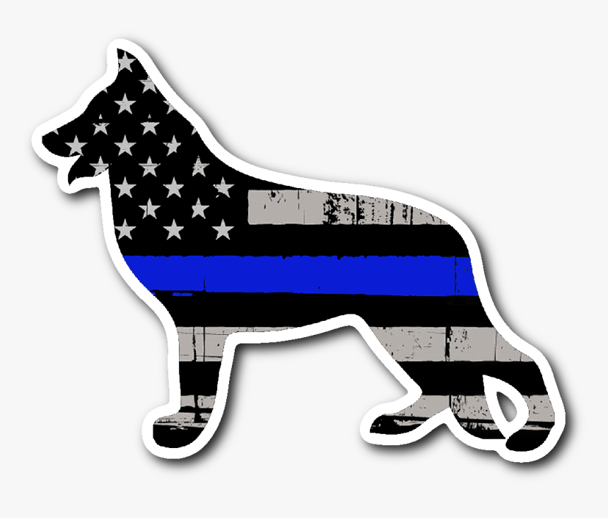 K-9 German Shepherd Thin Blue Line Flag Sticker - K9 Thin Blue Line Decal, HD Png Download