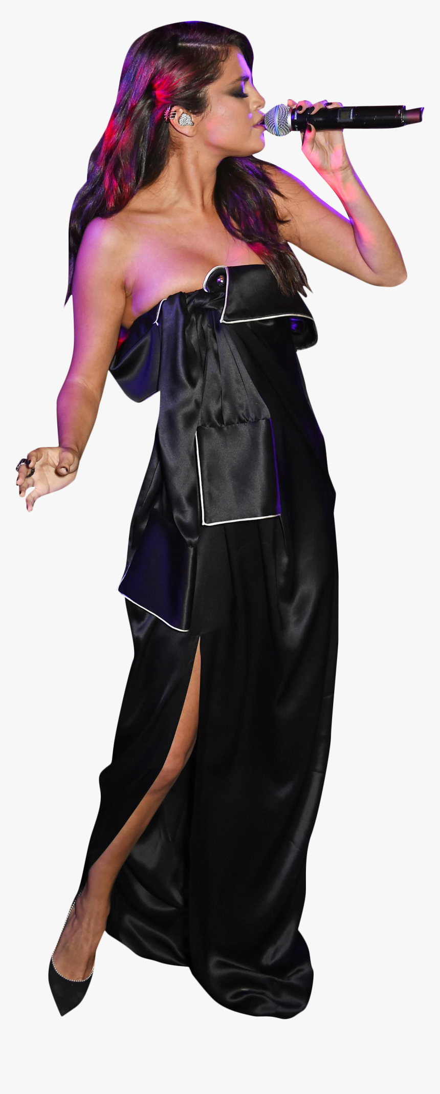 Selena Gomez Black Dress Singing Png Image - Selena Gomez Singing Png, Transparent Png