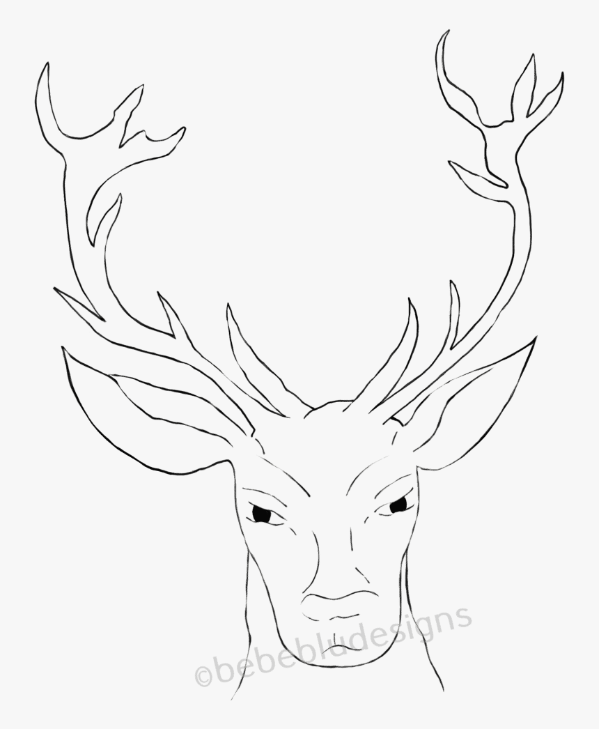 Deer Head Silhouette - Sketch, HD Png Download