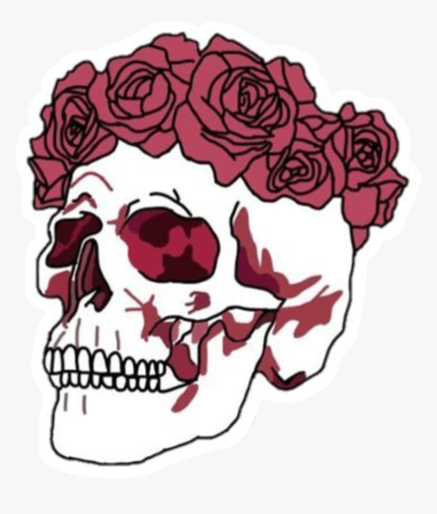 Aliens Tumblr Kawaii Flowers Chibi - Skull With A Flower Crown, HD Png Download