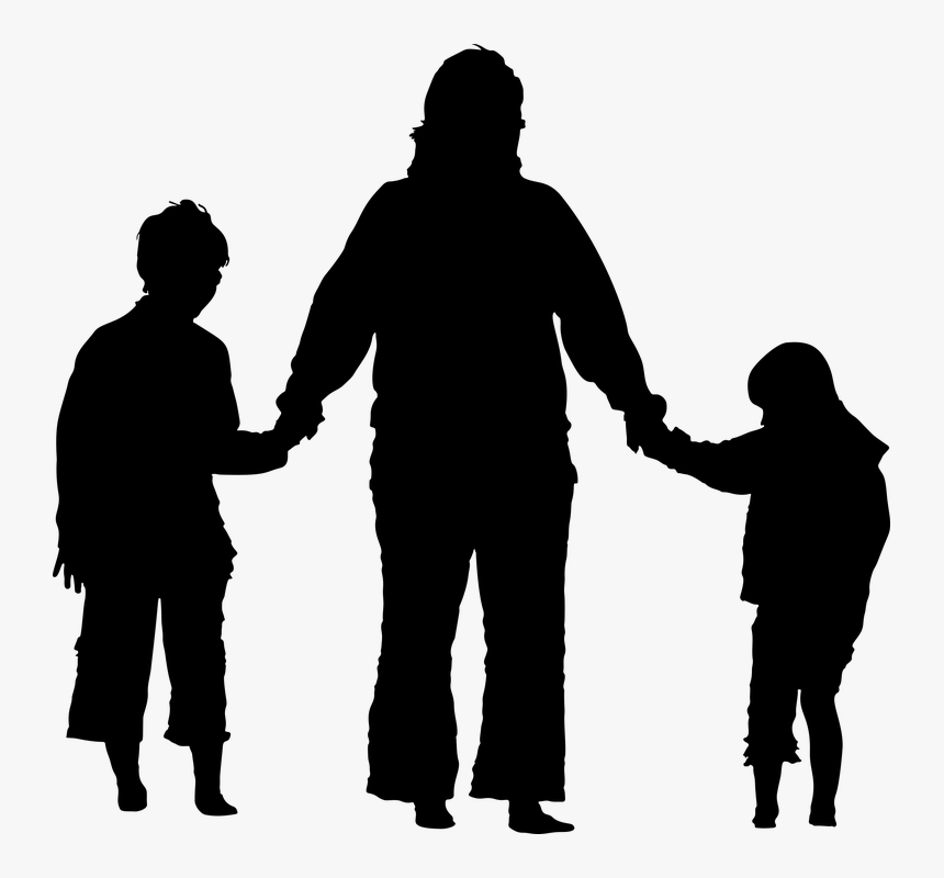 Family, Holding Hands, Silhouette, Mother, Daughter - Family Holding Hands Silhouette, HD Png Download