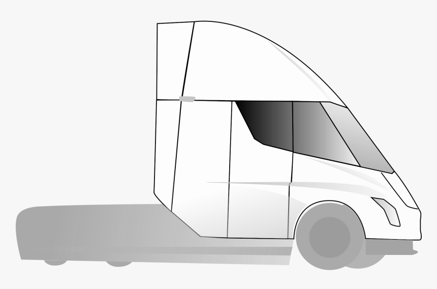 Semi Drawing Mud Truck Transparent Png Clipart Free - Tesla Semi Truck Drawing, Png Download